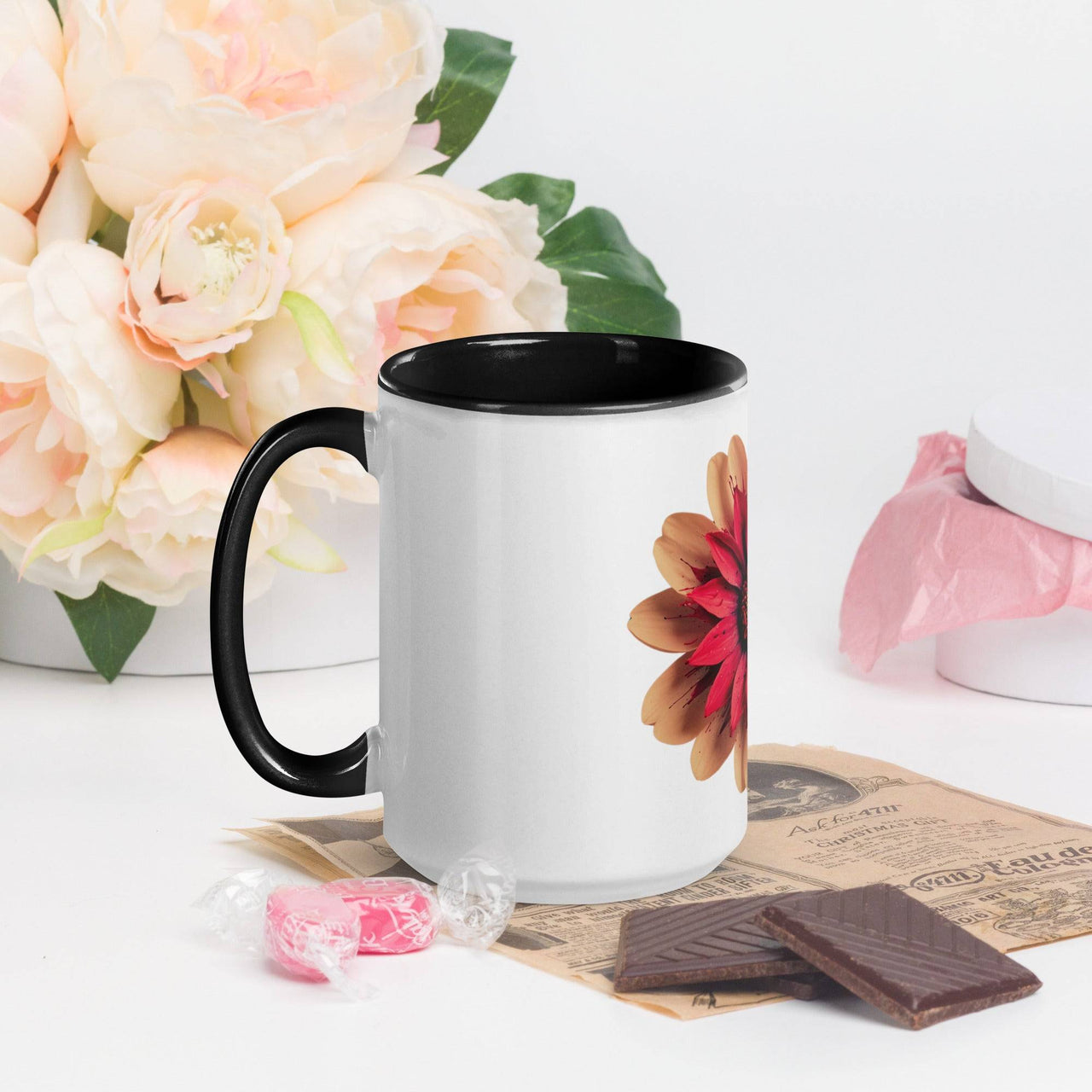 Flower Mug with Colour Inside – Vibrant Design & Faith - Inspired Gift - Wear Your Heart