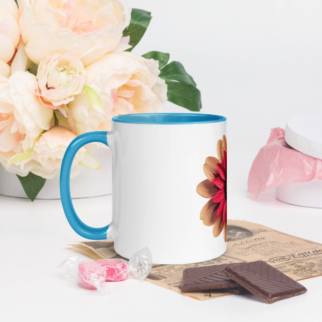 Flower Mug with Colour Inside – Vibrant Design & Faith - Inspired Gift - Wear Your Heart