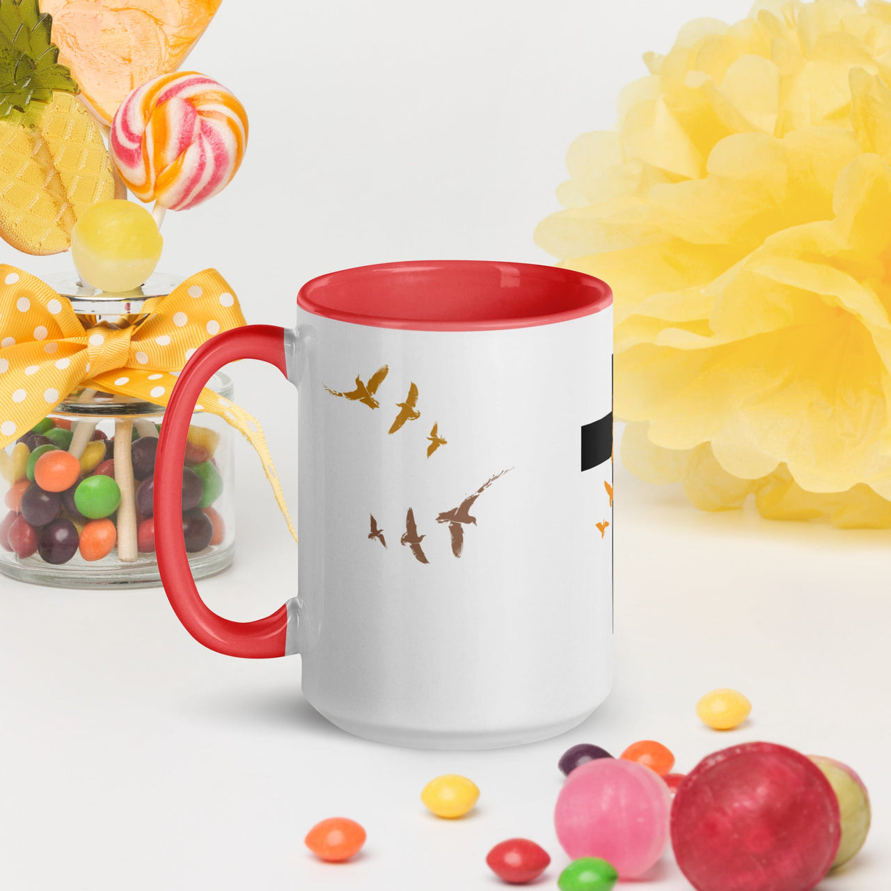 FORGIVEN - Christian White Ceramic Mug with Colour Inside, Cross & Doves | Wyheart Faith Collection - Wear Your Heart