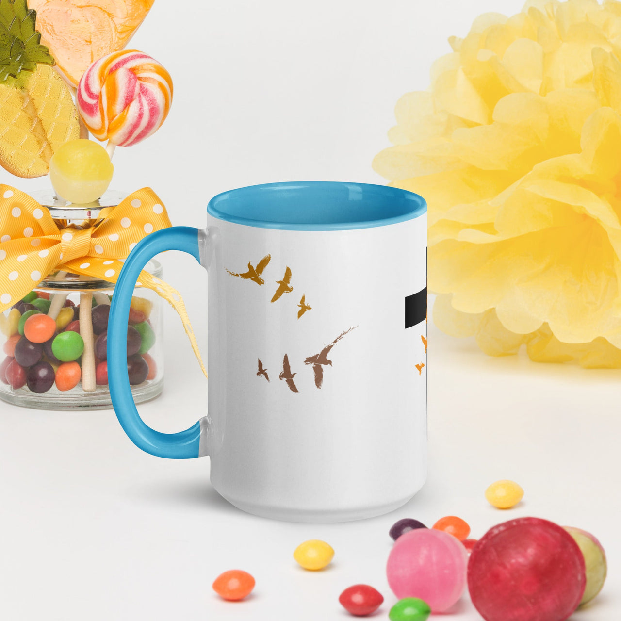 FORGIVEN - Christian White Ceramic Mug with Colour Inside, Cross & Doves | Wyheart Faith Collection - Wear Your Heart