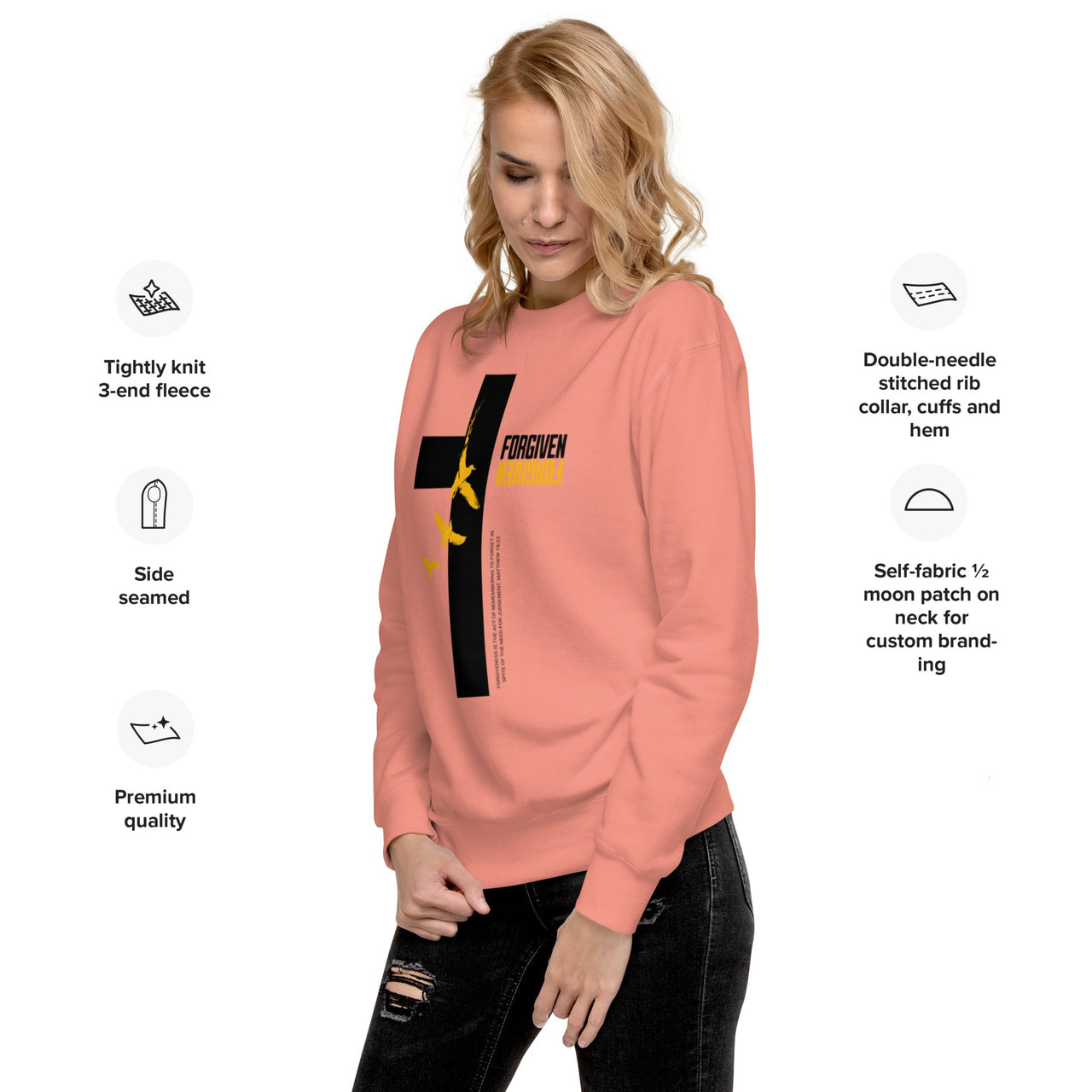 FORGIVEN Premium Unisex Sweatshirt – Christian Streetwear Crewneck | Faith Collection - Wear Your Heart