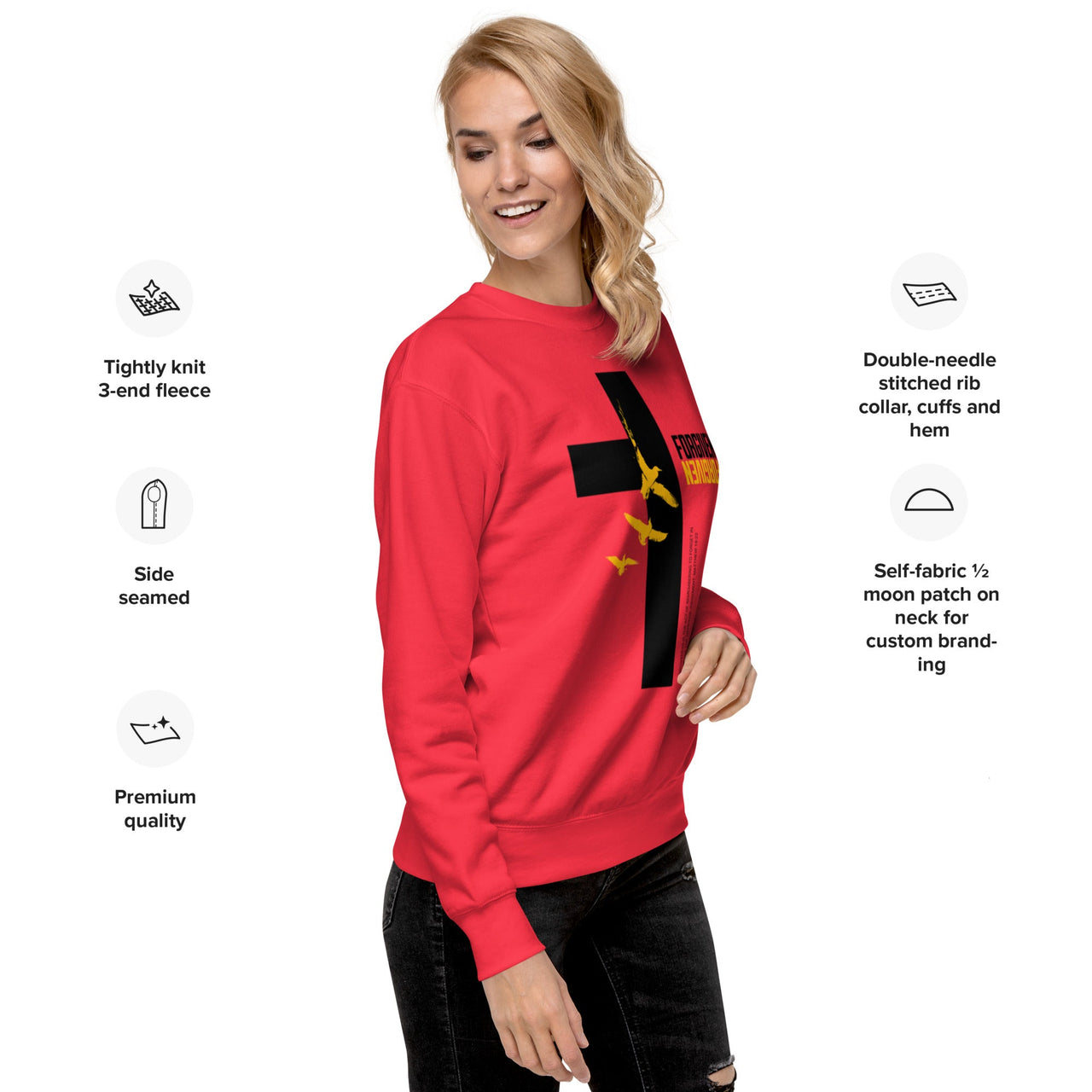 FORGIVEN Premium Unisex Sweatshirt – Christian Streetwear Crewneck | Faith Collection - Wear Your Heart