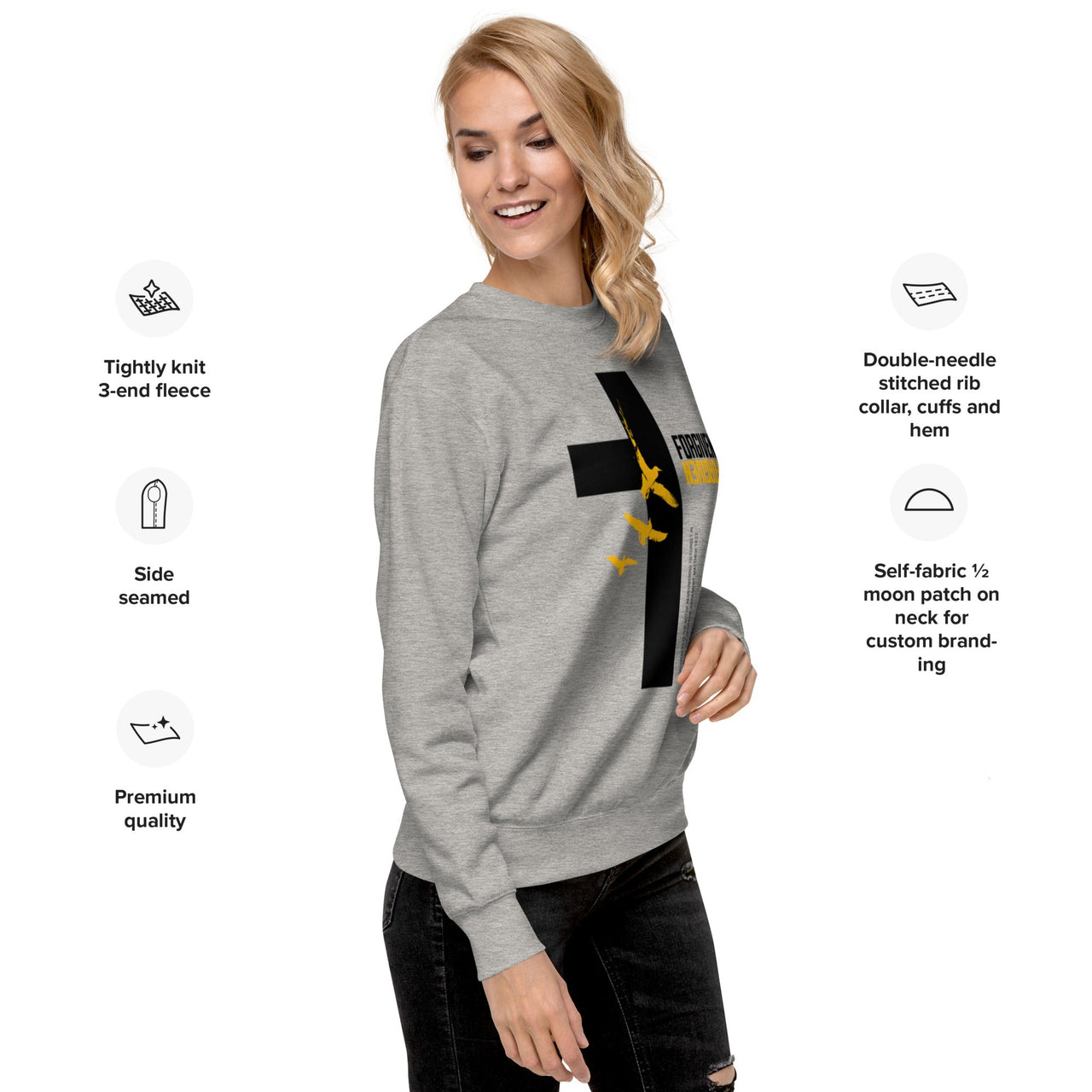 FORGIVEN Premium Unisex Sweatshirt – Christian Streetwear Crewneck | Faith Collection - Wear Your Heart