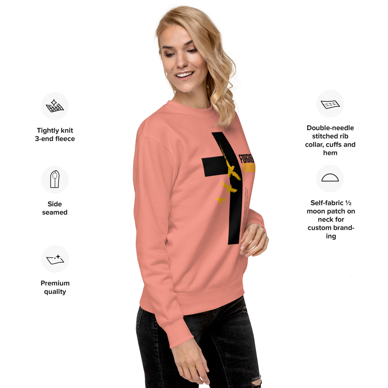 FORGIVEN Premium Unisex Sweatshirt – Christian Streetwear Crewneck | Faith Collection - Wear Your Heart