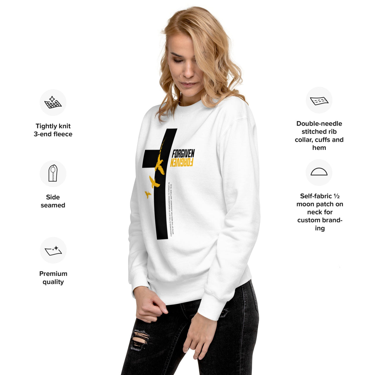 FORGIVEN Premium Unisex Sweatshirt – Christian Streetwear Crewneck | Faith Collection - Wear Your Heart