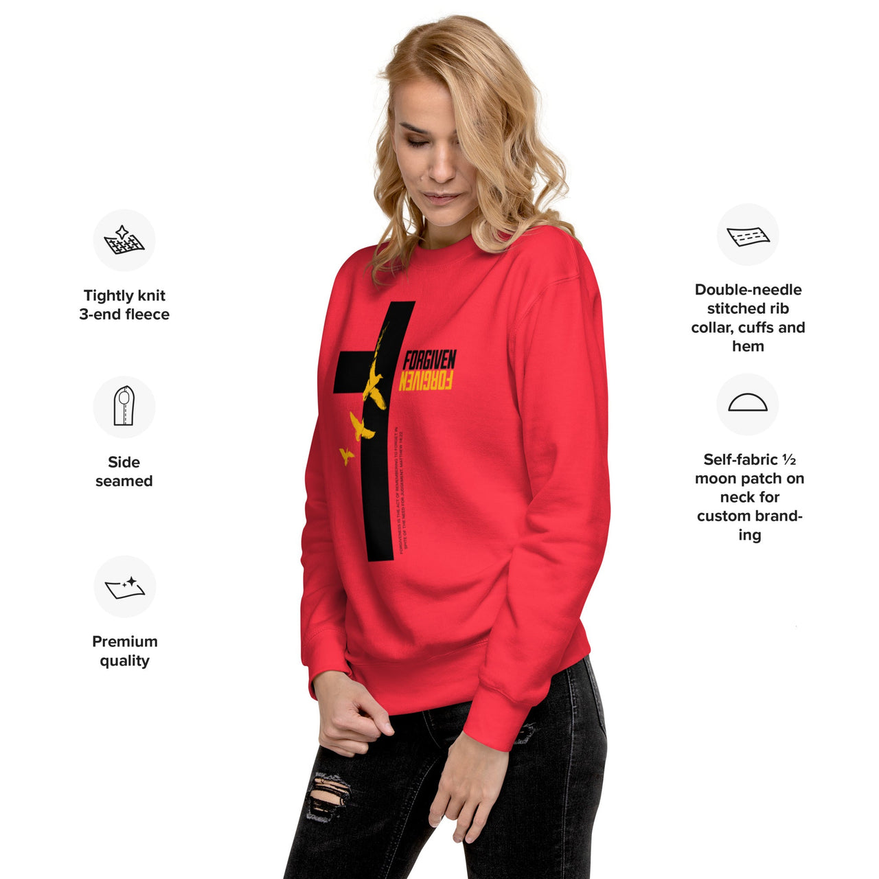 FORGIVEN Premium Unisex Sweatshirt – Christian Streetwear Crewneck | Faith Collection - Wear Your Heart