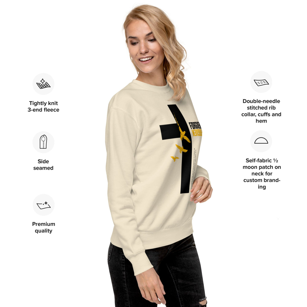 FORGIVEN Premium Unisex Sweatshirt – Christian Streetwear Crewneck | Faith Collection - Wear Your Heart