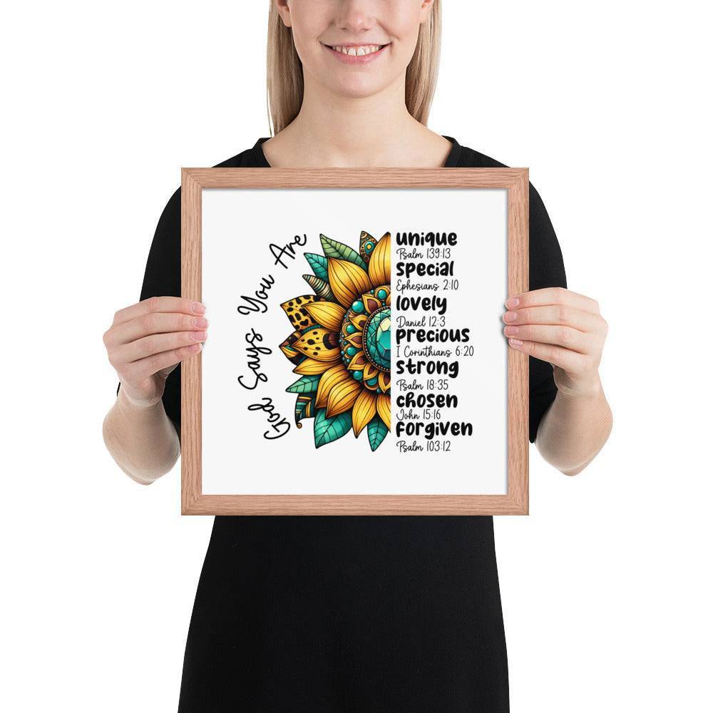 God Says You Are Framed Horizontal Poster | Christian Wall Art | Wear Your Heart - Wear Your Heart