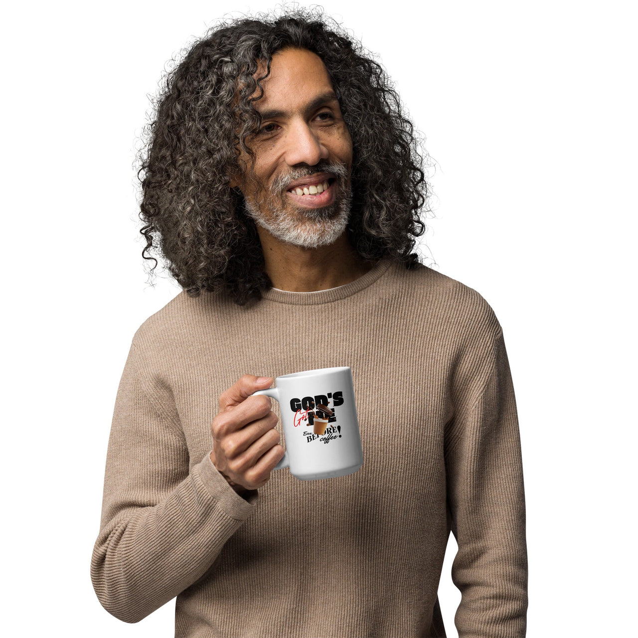 God’s Got Me, Even Before Coffee White Glossy Mug – Christian Faith & Coffee Mug | 11 - 20 oz - Wear Your Heart