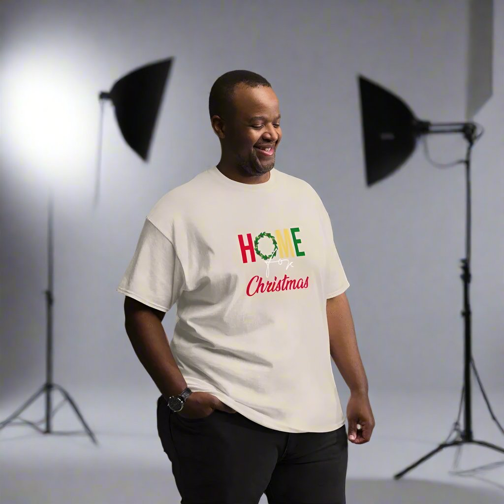 Home for Christmas Men's Custom Print Tee | Holiday Apparel | Wear Your Heart - Wear Your Heart