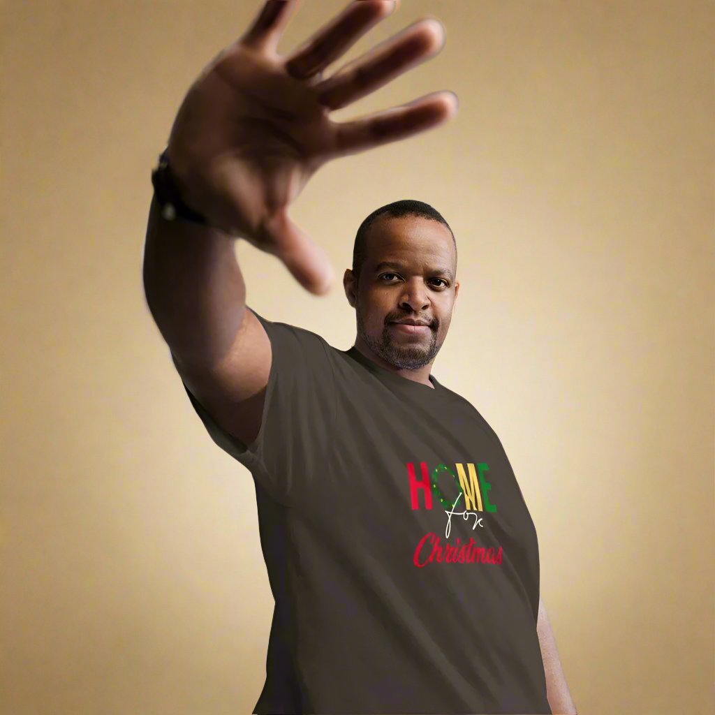 Home for Christmas Men's Custom Print Tee | Holiday Apparel | Wear Your Heart - Wear Your Heart