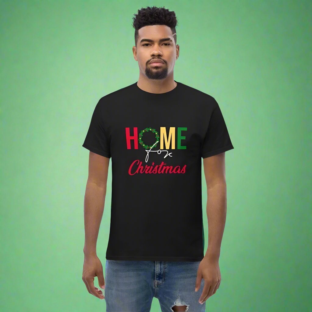 Home for Christmas Men's Custom Print Tee | Holiday Apparel | Wear Your Heart - Wear Your Heart