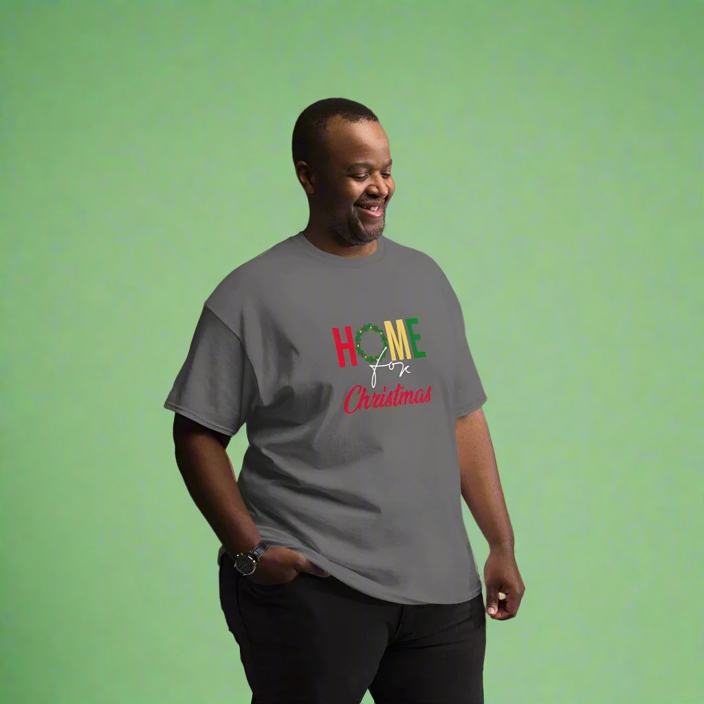 Home for Christmas Men's Custom Print Tee | Holiday Apparel | Wear Your Heart - Wear Your Heart