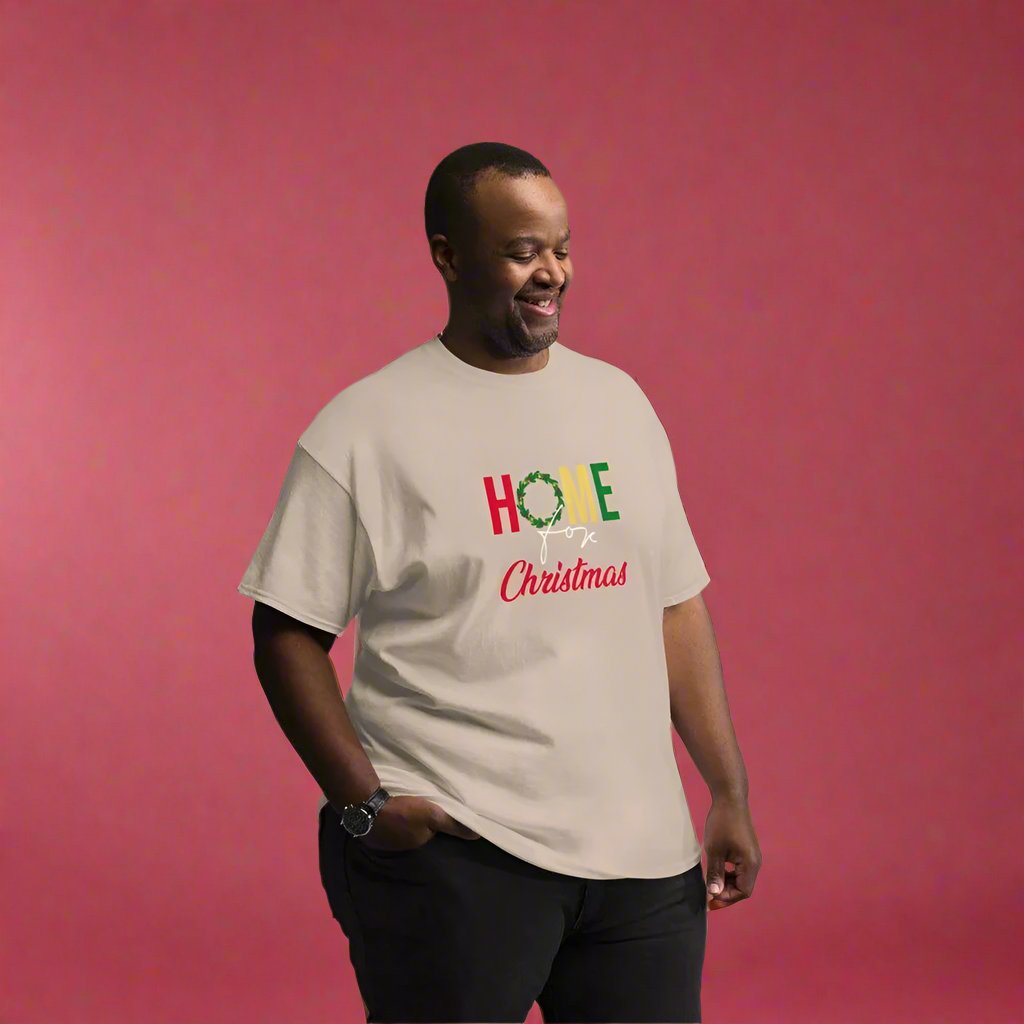 Home for Christmas Men's Custom Print Tee | Holiday Apparel | Wear Your Heart - Wear Your Heart