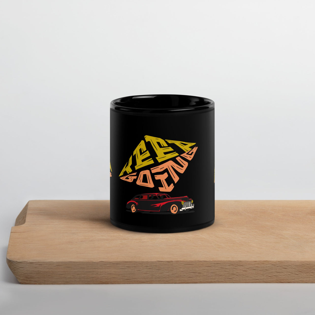 Keep Going Mug – Retro Car Motivational Glossy Black Mug | WYH Inspiration Series - Wear Your Heart