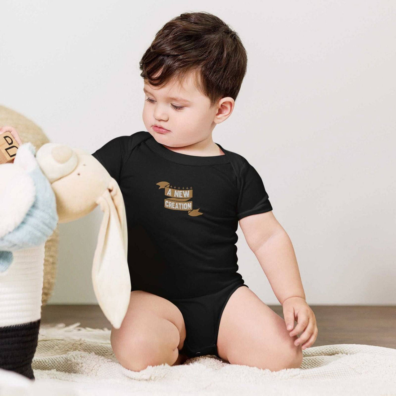 New Creation Embroidery Baby Short Sleeve One - Piece | Christian Baby - Wear Your Heart