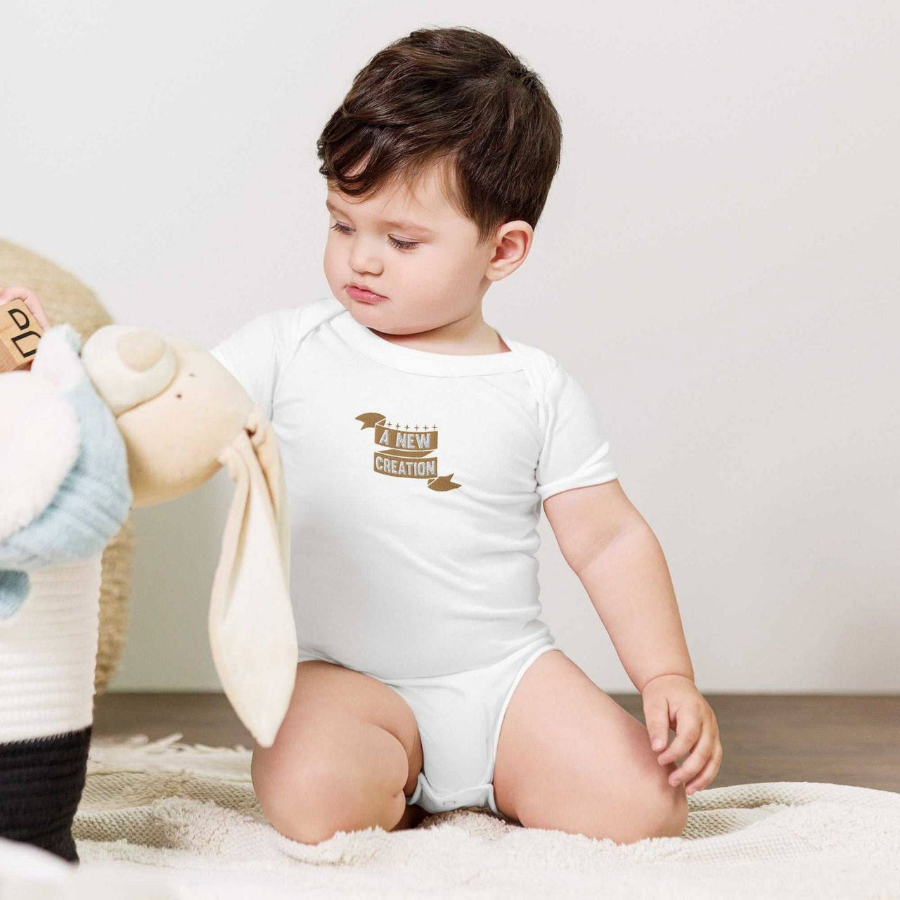 New Creation Embroidery Baby Short Sleeve One - Piece | Christian Baby - Wear Your Heart