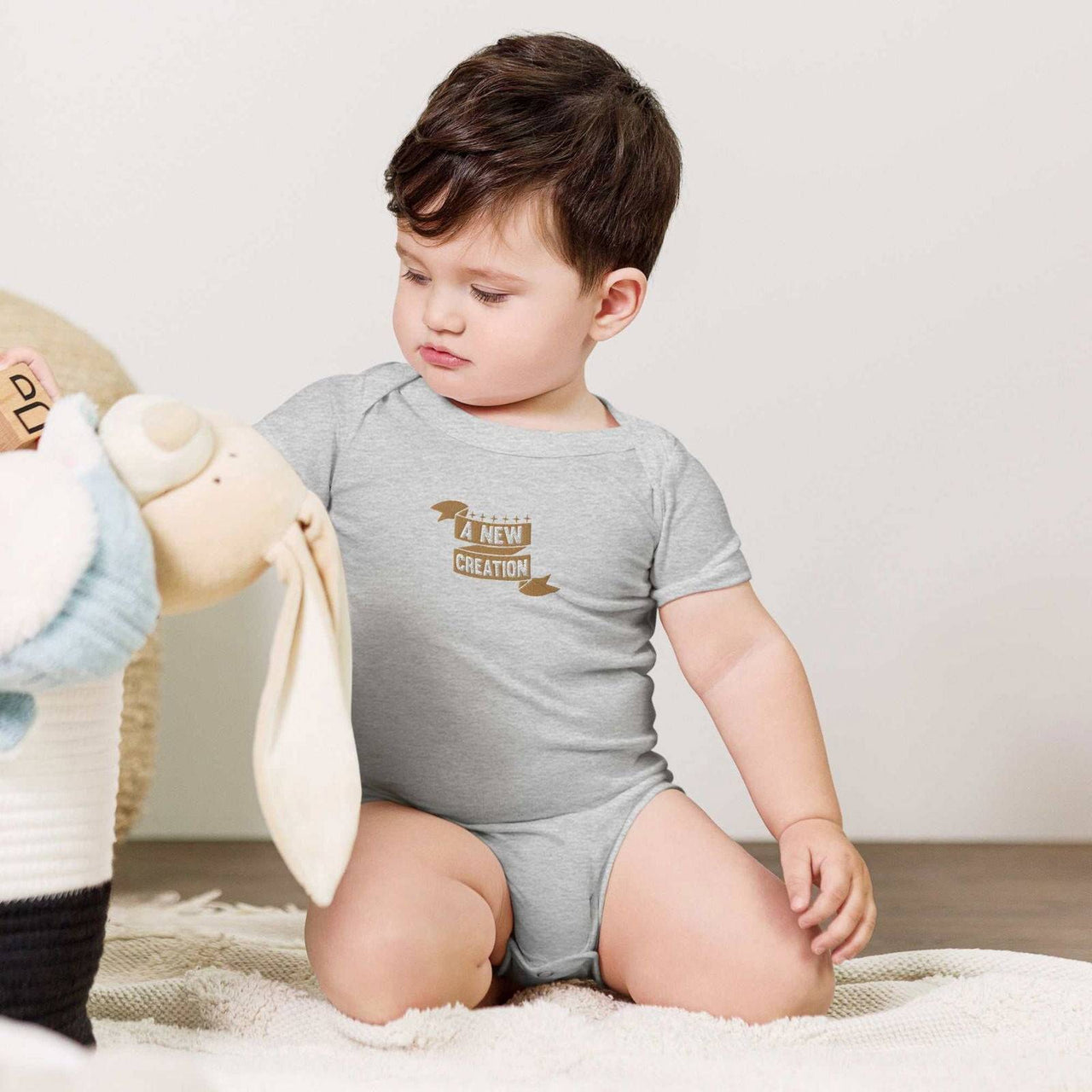 New Creation Embroidery Baby Short Sleeve One - Piece | Christian Baby - Wear Your Heart