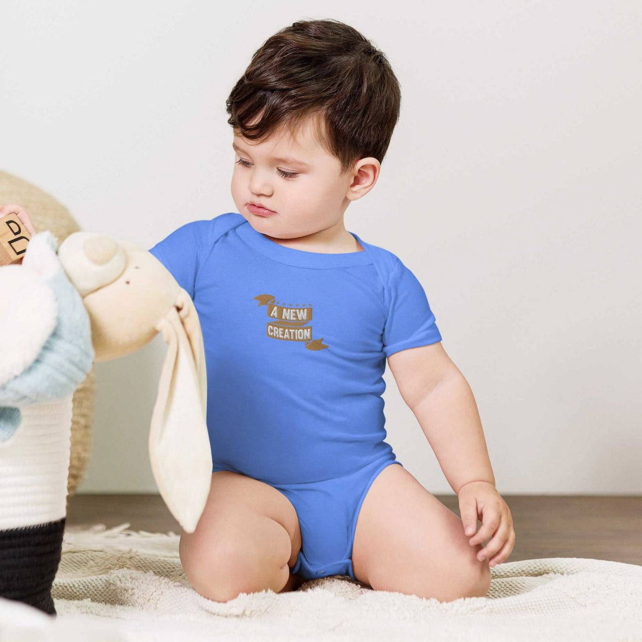 New Creation Embroidery Baby Short Sleeve One - Piece | Christian Baby - Wear Your Heart