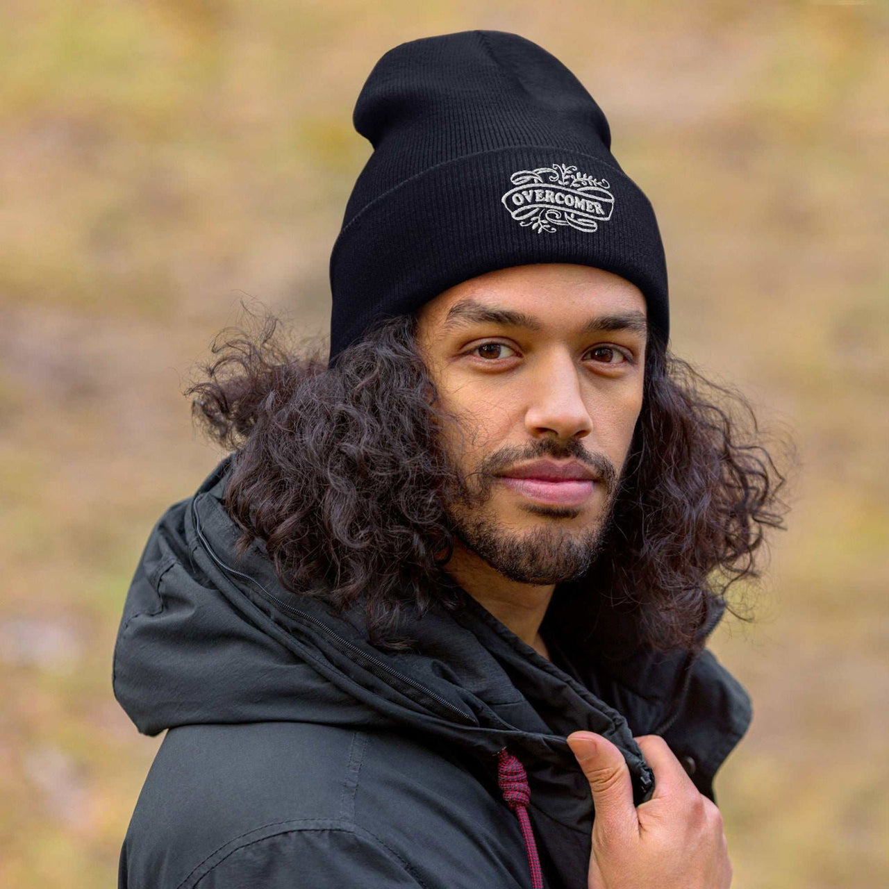 Overcomer Embroidery Cuffed Beanie - Unisex, Hypoallergenic, 100% Turbo Acrylic - Wear Your Heart