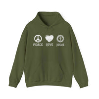 Peace Love Jesus Unisex Hoodie | Christian Apparel | Wear Your Heart - Wear Your Heart