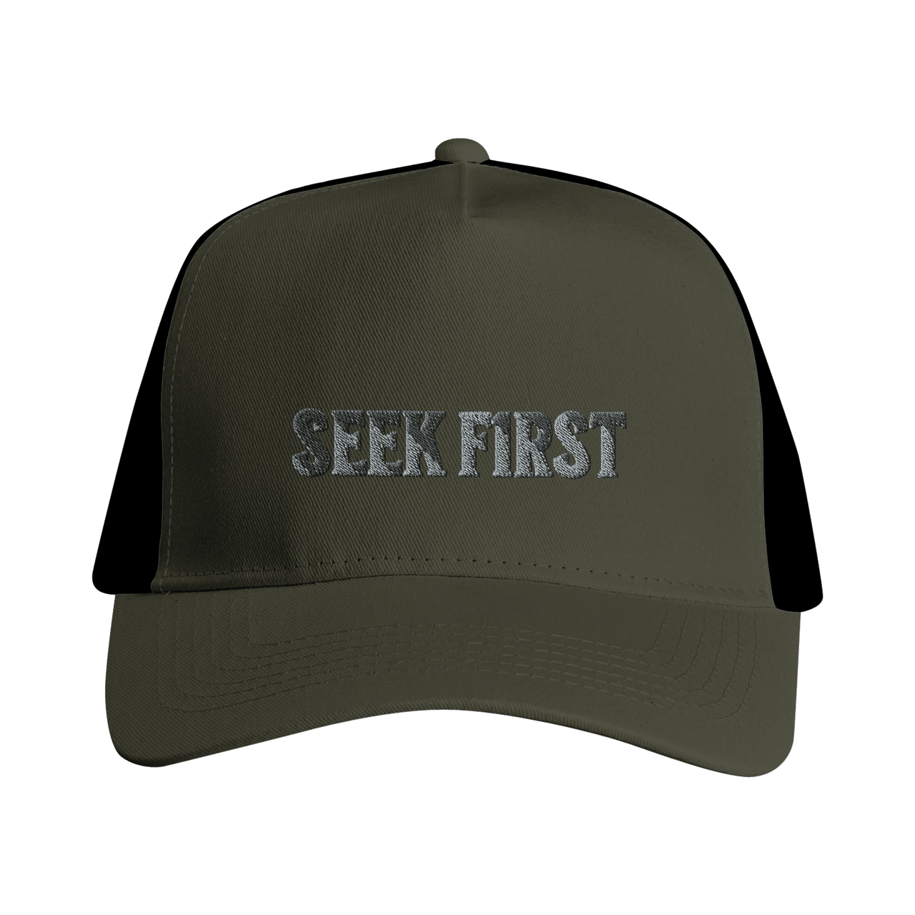 Seek F1rst Snapback Trucker | Matthew 6:33 Christian Cap | Wear Your Heart - Wear Your Heart