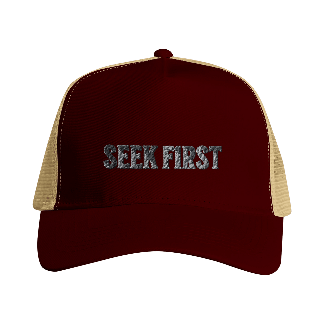 Seek F1rst Snapback Trucker | Matthew 6:33 Christian Cap | Wear Your Heart - Wear Your Heart