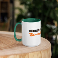 Too Blessed To Be Stressed Mug – Christian Humour Mug with Colour Inside | Faith Collection - Wear Your Heart