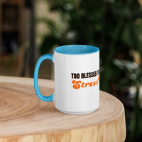 Too Blessed To Be Stressed Mug – Christian Humour Mug with Colour Inside | Faith Collection - Wear Your Heart