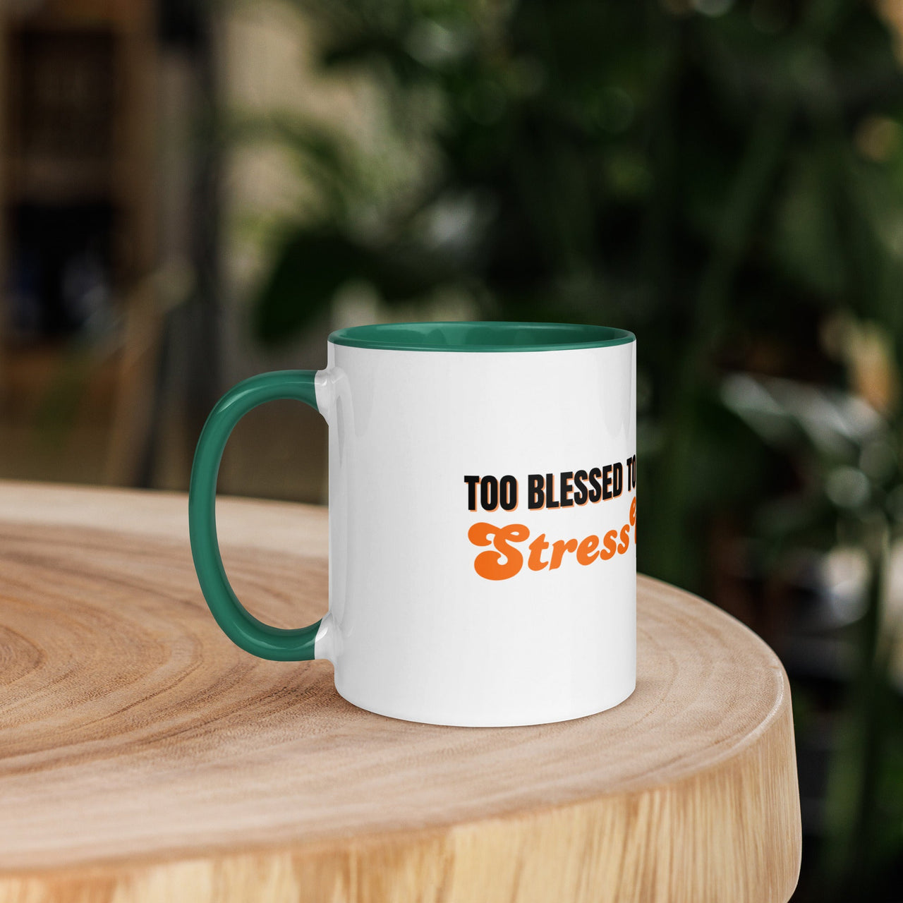 Too Blessed To Be Stressed Mug – Christian Humour Mug with Colour Inside | Faith Collection - Wear Your Heart