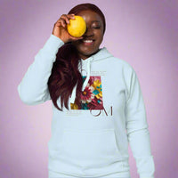 Blossom Unisex Hoodie close-up graphic - symbolic blossom of faith and growth