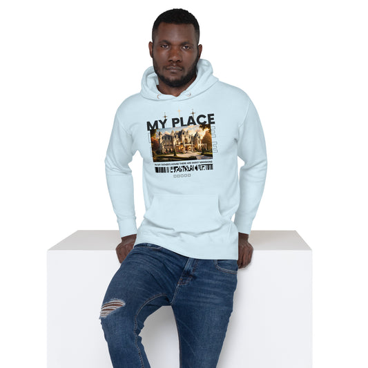 My Place Unisex Hoodie - Front view with faith-based inspirational design