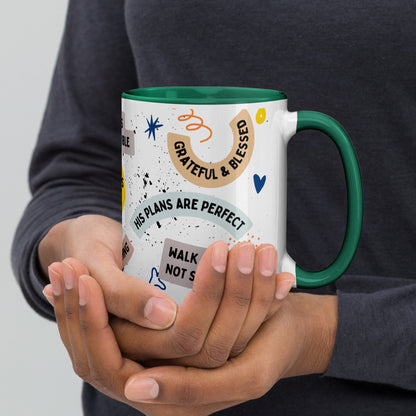 Faith-Filled Mug - Front view with love, grace, and inspirational messages