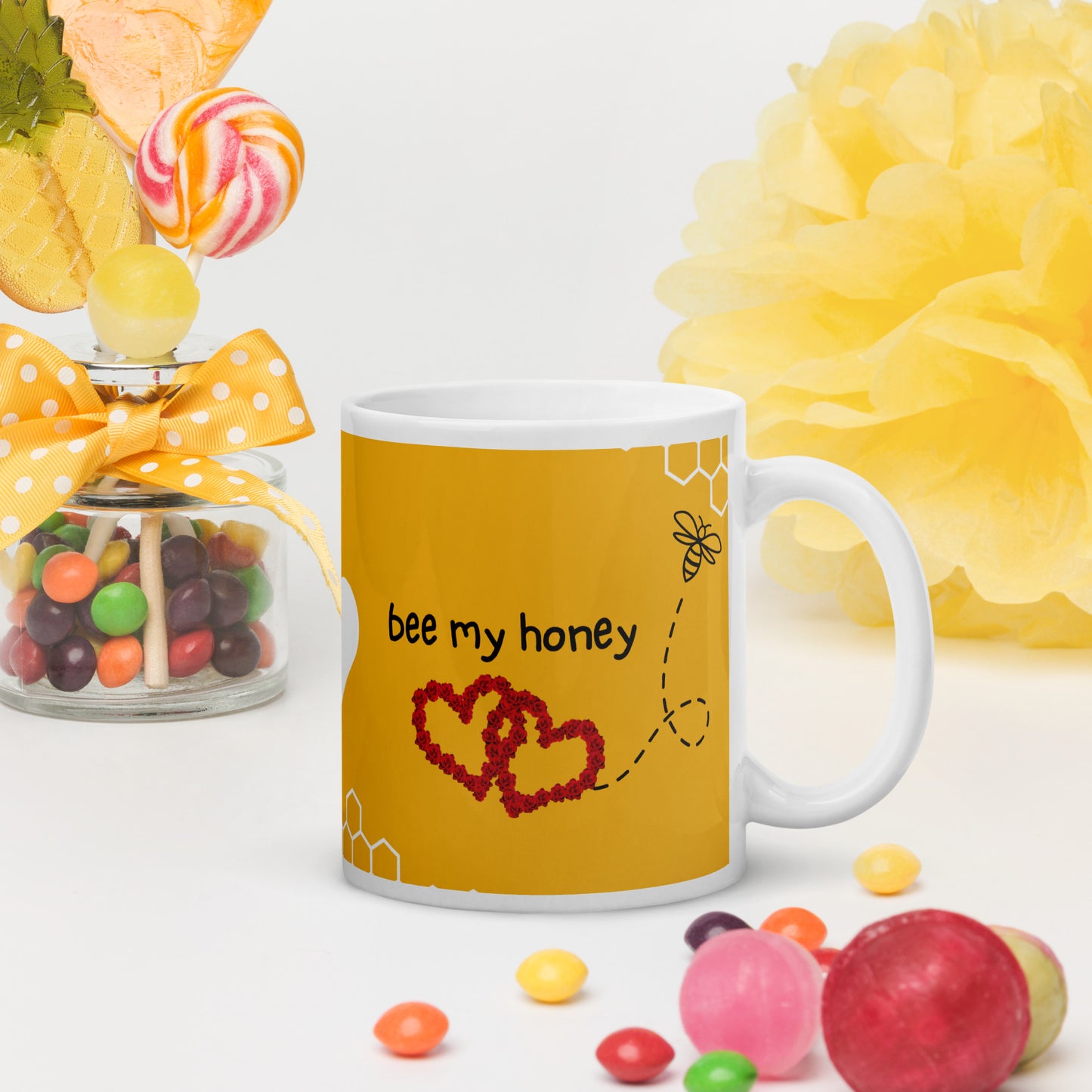 Couples' Bee My Honey Mug - Glossy ceramic mug perfect for sharing love and sweet moments