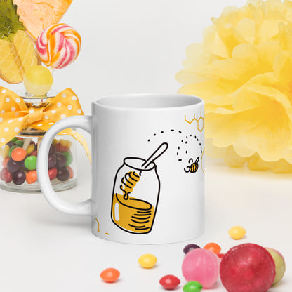 Couples' Bee My Honey Mug - Glossy ceramic mug perfect for sharing love and sweet moments