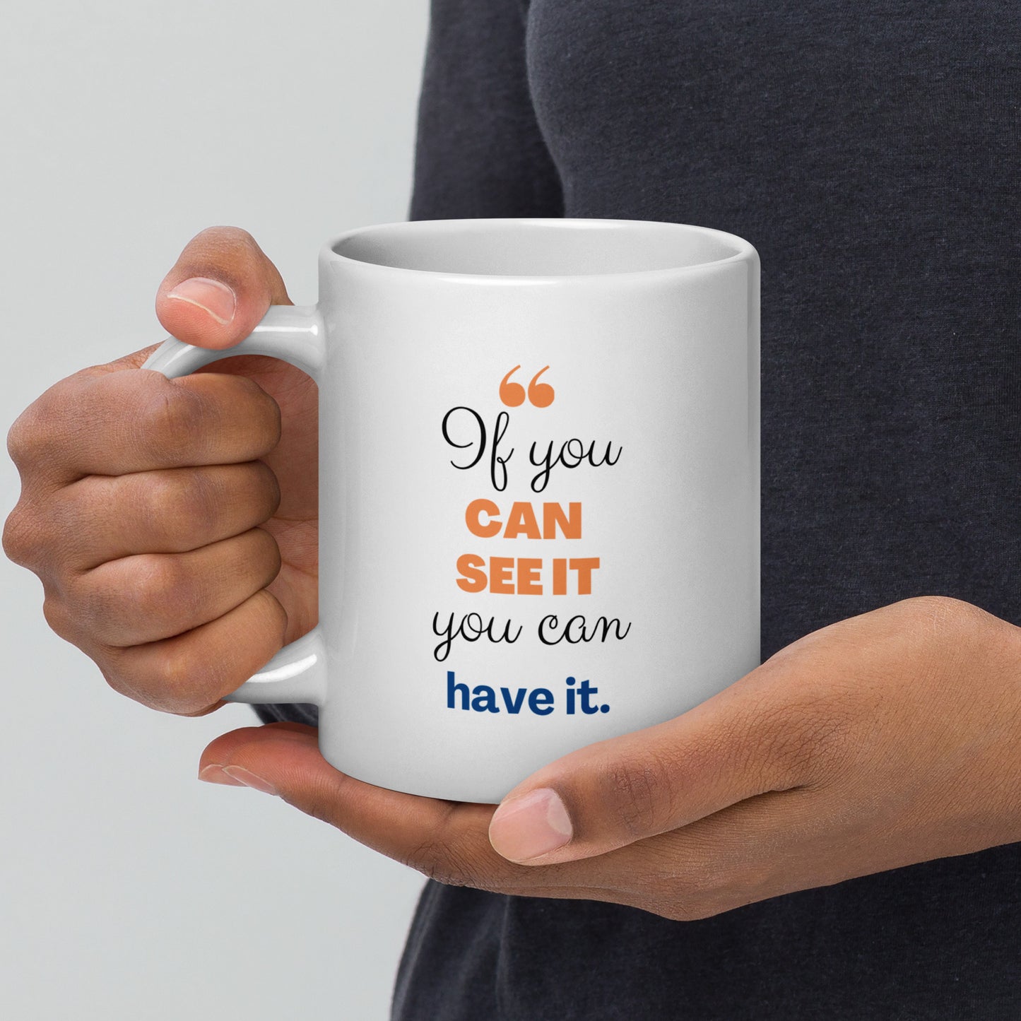 Unique Bold Inspirational White Glossy Mug - motivational view with empowering design